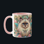 Mug Ragdoll Cat Princess Vintage Style Pattern<br><div class="desc">Pretty Ragdoll cat vintage style art mug.</div>