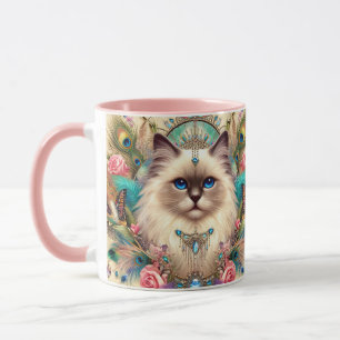 Mug Ragdoll Cat Princess Vintage Style Pattern