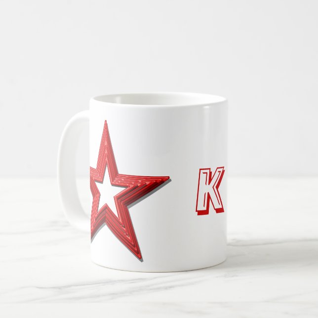 Mug - Red Stars and Initial (Front Left)