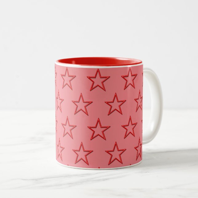 Mug - Red Stars on Pink (Front Right)