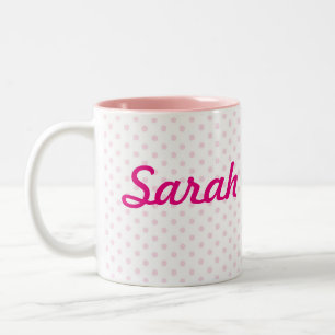 ♥ MUG ♥ SARAH pink polka dot girly personalise
