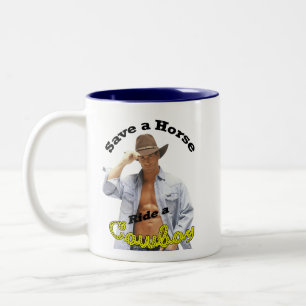 Mug: Save a Horse Ride a Cowboy Two-Tone Coffee Mug