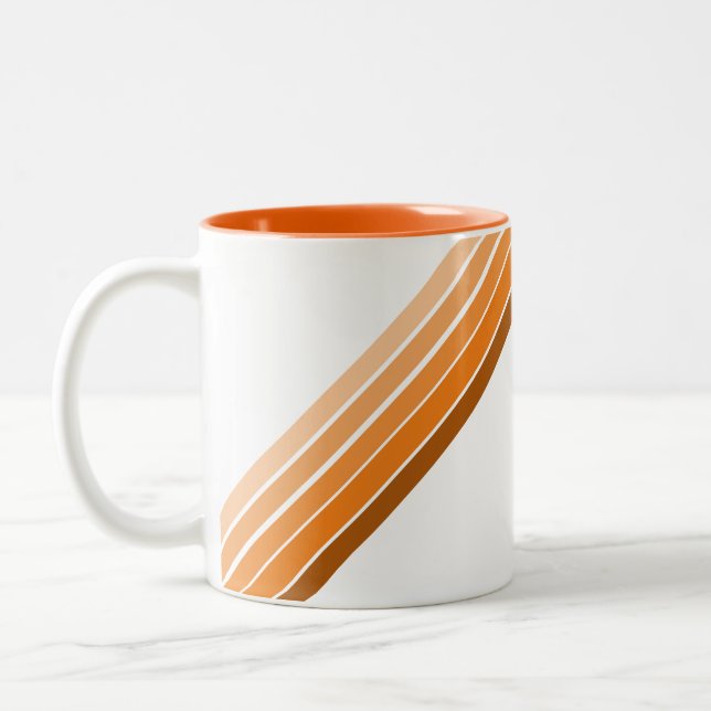 Mug - Shades of Orange Diagonal Stripes (Left)