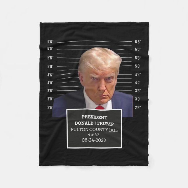 Mug Shot President Donald J Trump Mugshot 2023 Fun Fleece Blanket (Front)