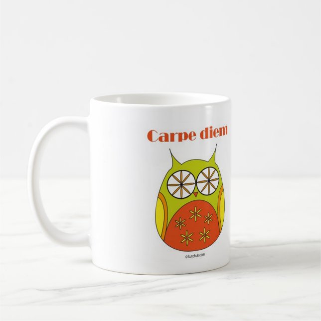 Mug smiling owl Carpe diem Yolo (Left)