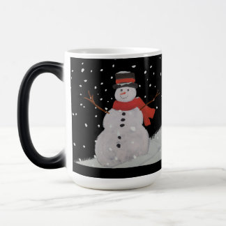Mug. Snowmen in the night snow Magic Mug
