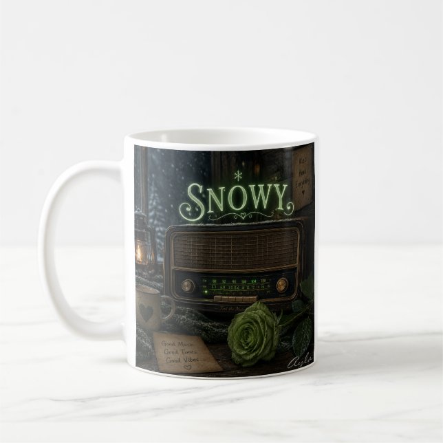 mug snowy green rose1 (Left)