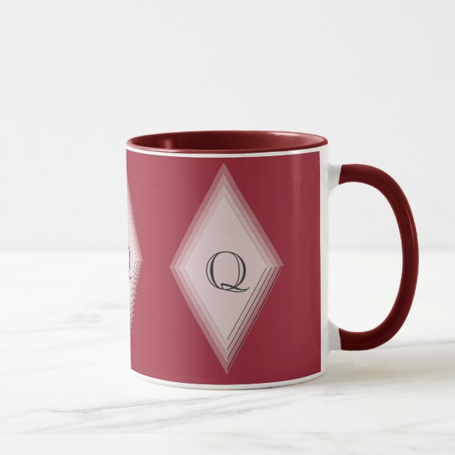 Mug - Stacked Diamonds with Initial (Right)