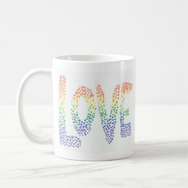 Mug, stating love is love. coffee mug (Left)