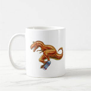 Mug T-rex on skateboard Cartoon Dinosaur