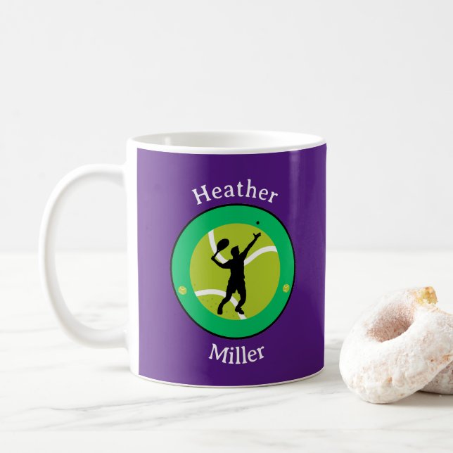 Mug - Tennis Player - Personalised - Add Name (With Donut)
