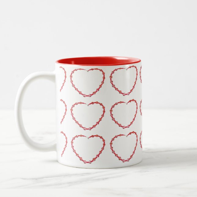 Mug - Three rows of Beaded Red Heart (Left)