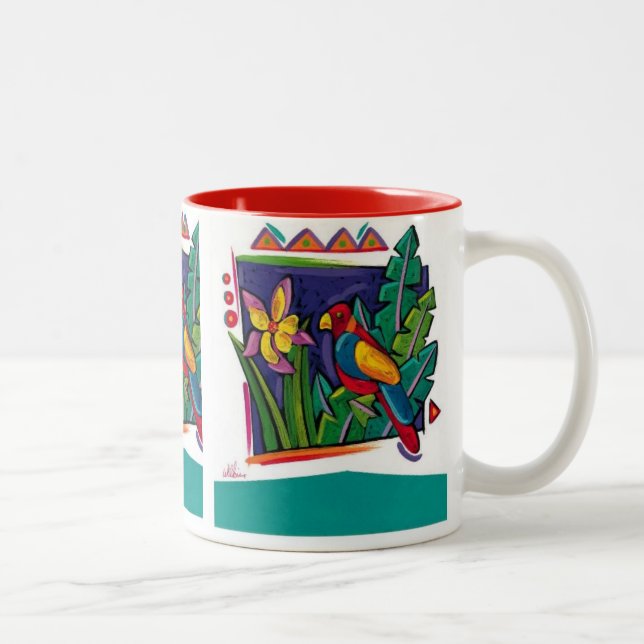 Mug-Tropical Parrot Two-Tone Coffee Mug (Right)
