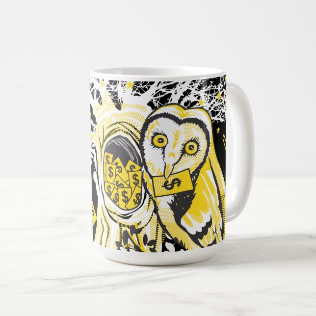 Mug – Urban Tree Owl & Wealth Surreal Pop-Art  (Front Right)