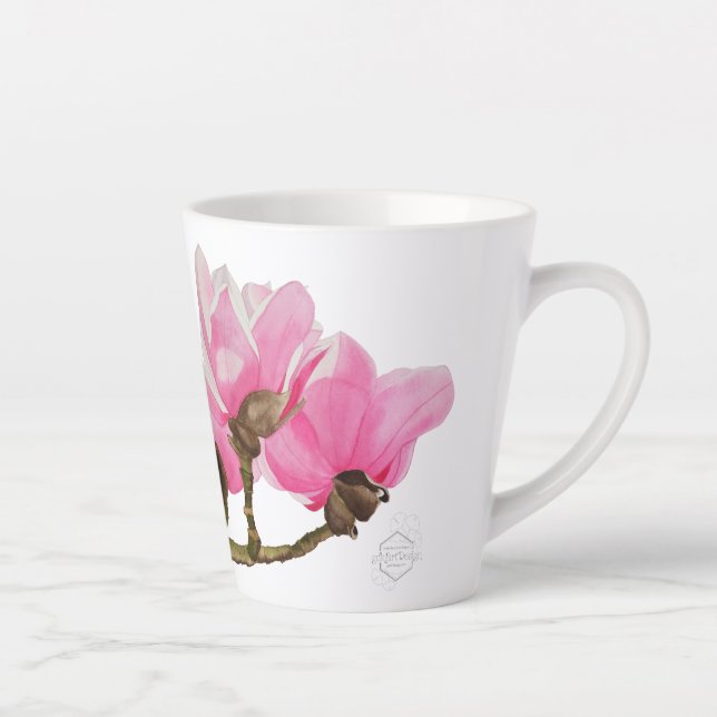 Mug watercolor painting Magnolia (Right)
