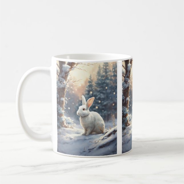 Mug"Whimsical Elegance: White Rabbit Mug for Delig (Left)