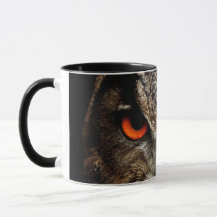 Mug Wise Owl Bird Eyes Feather Wood Forest Field