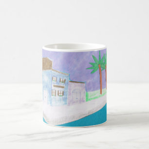 Mug with a Caribbean Village Scene