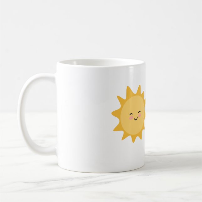 Mug with a design of sun and morning wish (Left)
