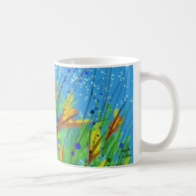 Mug with abstract design with surreal flowers! (Right)