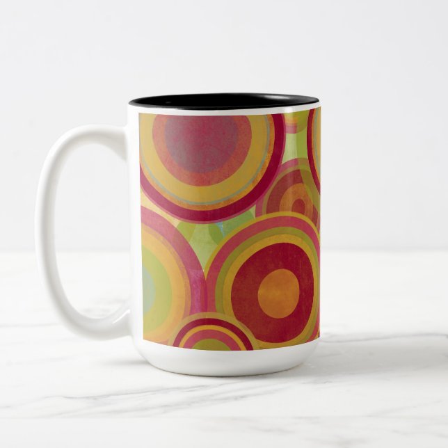 Mug with Bright, Colourful Rings & Circles (Left)