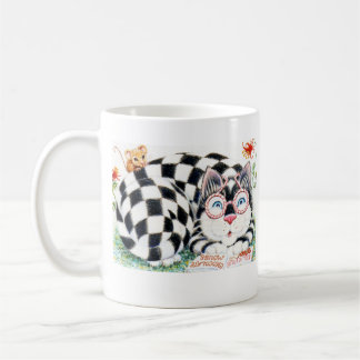 Mug with checkered cat