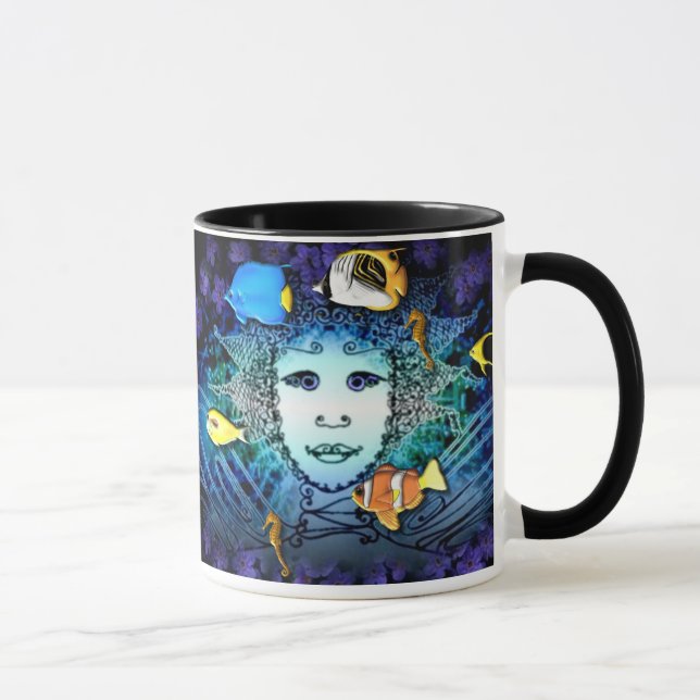 Mug with Fairy and Fishes Graphic Art Decor (Right)