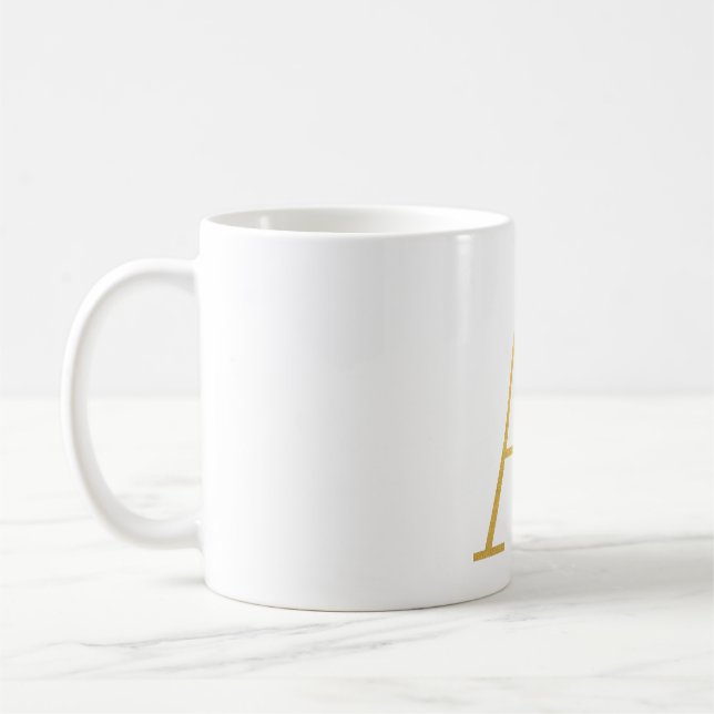 Mug with gold letter A with floraw motives  (Left)