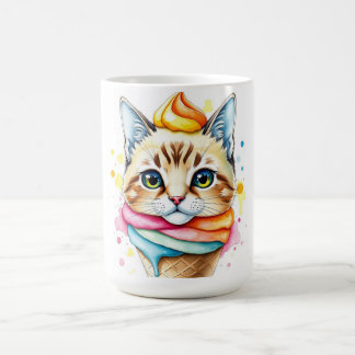 Mug with ice-cream and cat