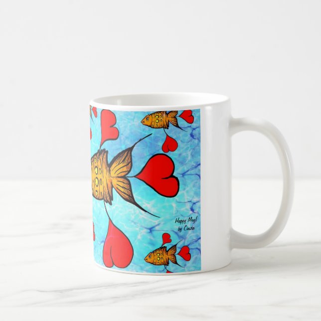 Mug with orange fishes and red hearts! (Right)