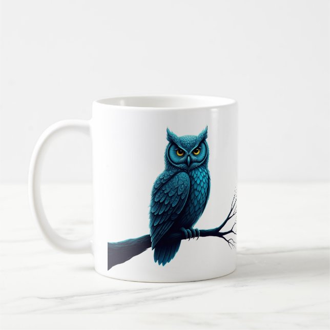 Mug with Owl mandala pattern on feathers (Left)