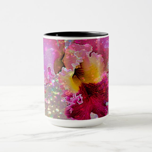 Mug with Paint Splattered Orchid (Center)