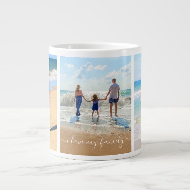 Mug with Photo Collage and Text - I Love My Family (Front)
