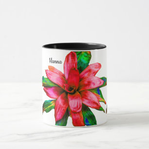 Mug with Red Bromeliad Flower