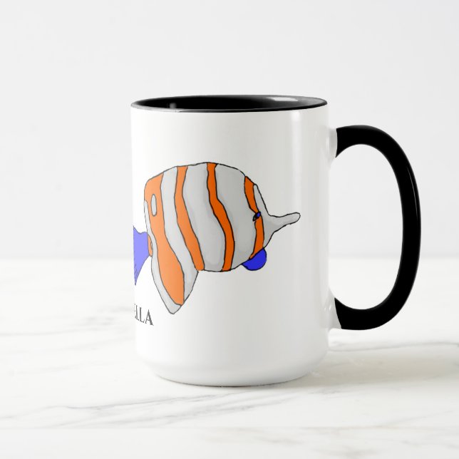 Mug with Silver, Orange & Blue Fishes (Right)