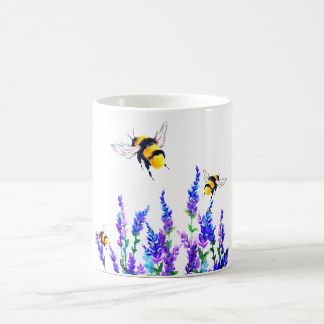 Mug with Spring Flowers and Bees Flying  (Center)