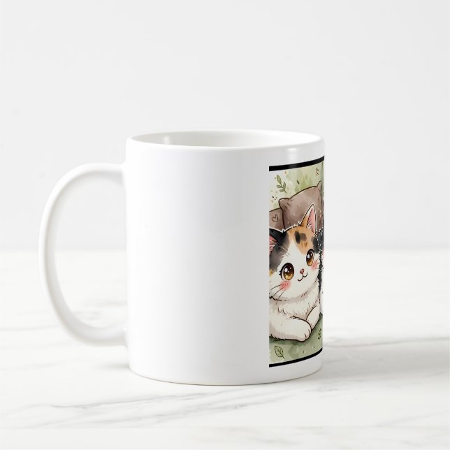 Mug with three Kawaii Kittens Sitting (Left)