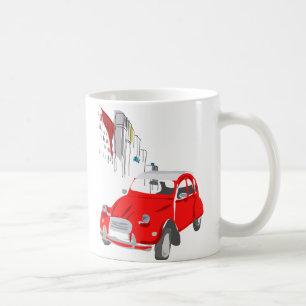 Mug with Vintage Style Citroen 2CV Car in Red