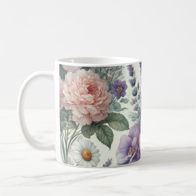 Mug with Watercolor Floral Pattern 4/6 (Left)