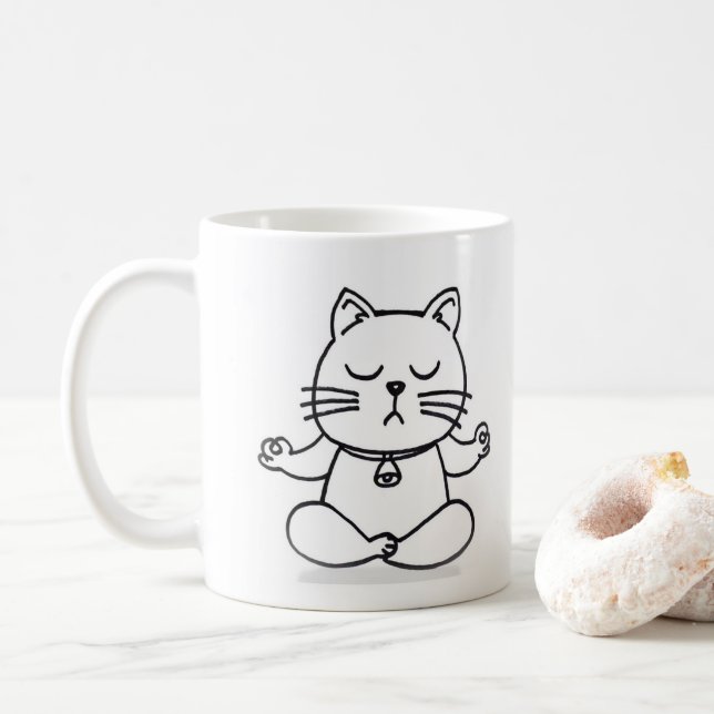 Mug yoga cat (With Donut)