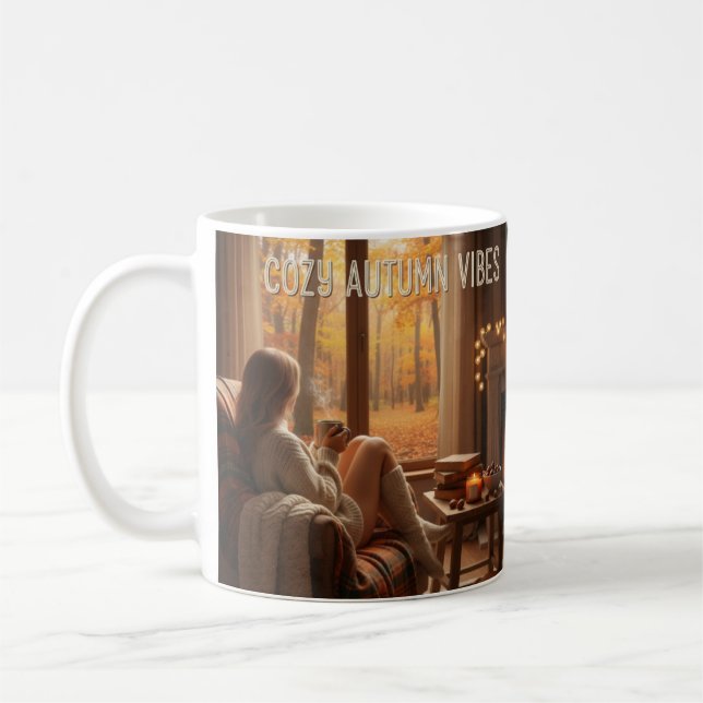 MugCozy Autumn Vibes Mug (Fireplace &(Custom Name) (Left)