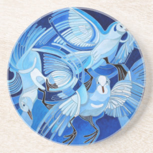 Muge's Pigeons in Blue Coaster