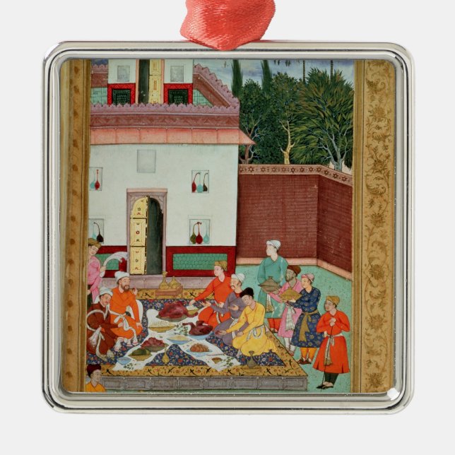 Mughal Emperor Feasting in a Courtyard Metal Tree Decoration (Front)