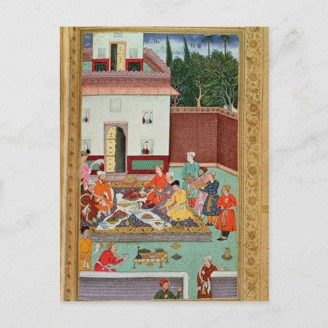 Mughal Emperor Feasting in a Courtyard Postcard (Front)