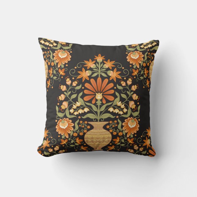 Mughal Fantasy: Retro Floral Opulence Cushion (Front)