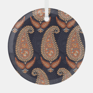 Mughal floral navy motif, elegant pattern. glass tree decoration