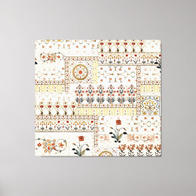 Mughal Floral Paisley: Ethnic Digital Elegance. Canvas Print (Front)
