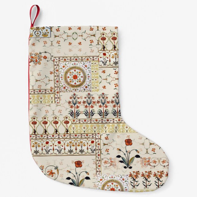 Mughal Floral Paisley: Ethnic Digital Elegance. Small Christmas Stocking (Front)