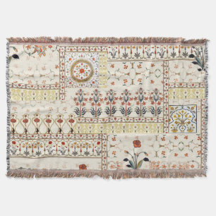 Mughal Floral Paisley: Ethnic Digital Elegance. Throw Blanket