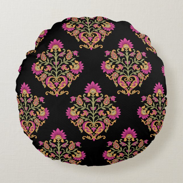 Mughal floral paisley, seamless design. round cushion (Front)